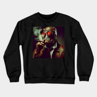 Steam Punk Cyborg smoking a cigar Crewneck Sweatshirt